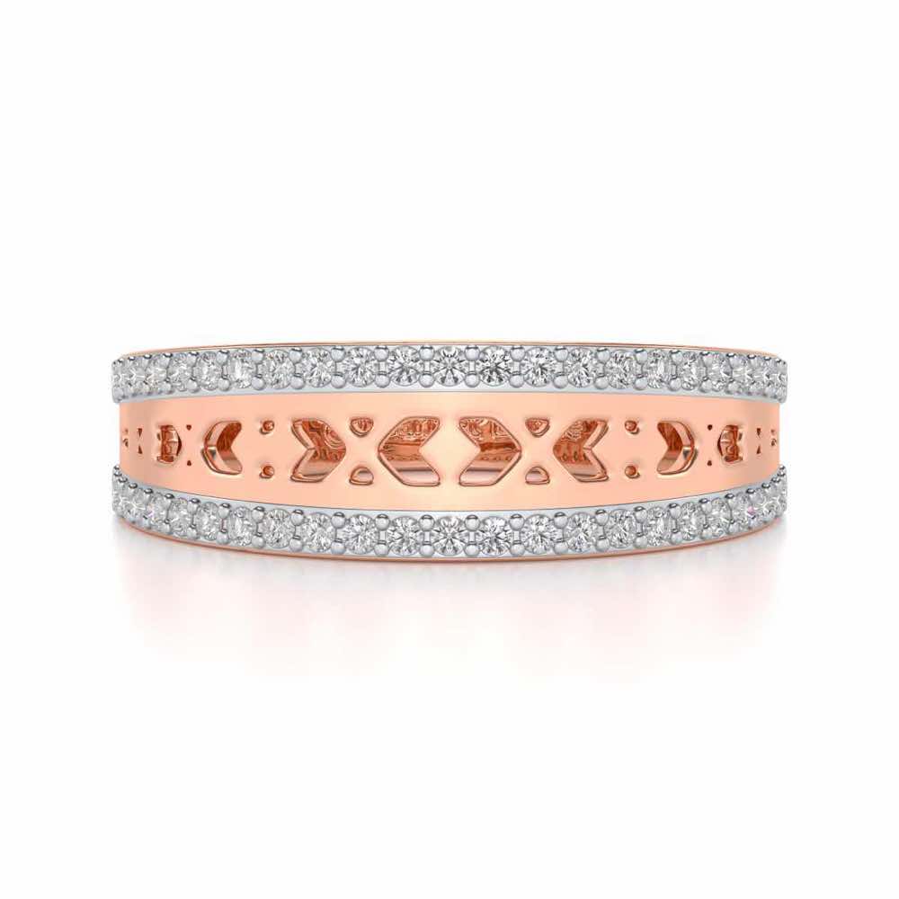 Cross Glam Silver Band Ring - Rose Gold - Image 4