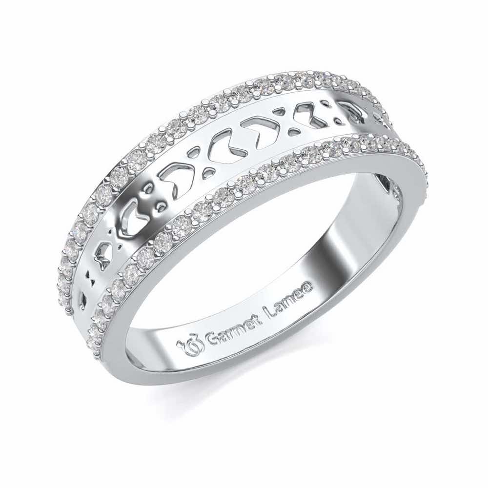 Cross Glam Silver Band Ring - White Gold - Image 1