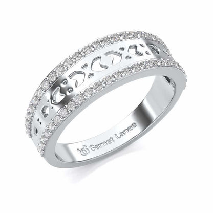 Cross Glam Silver Band Ring - White Gold - Image 1