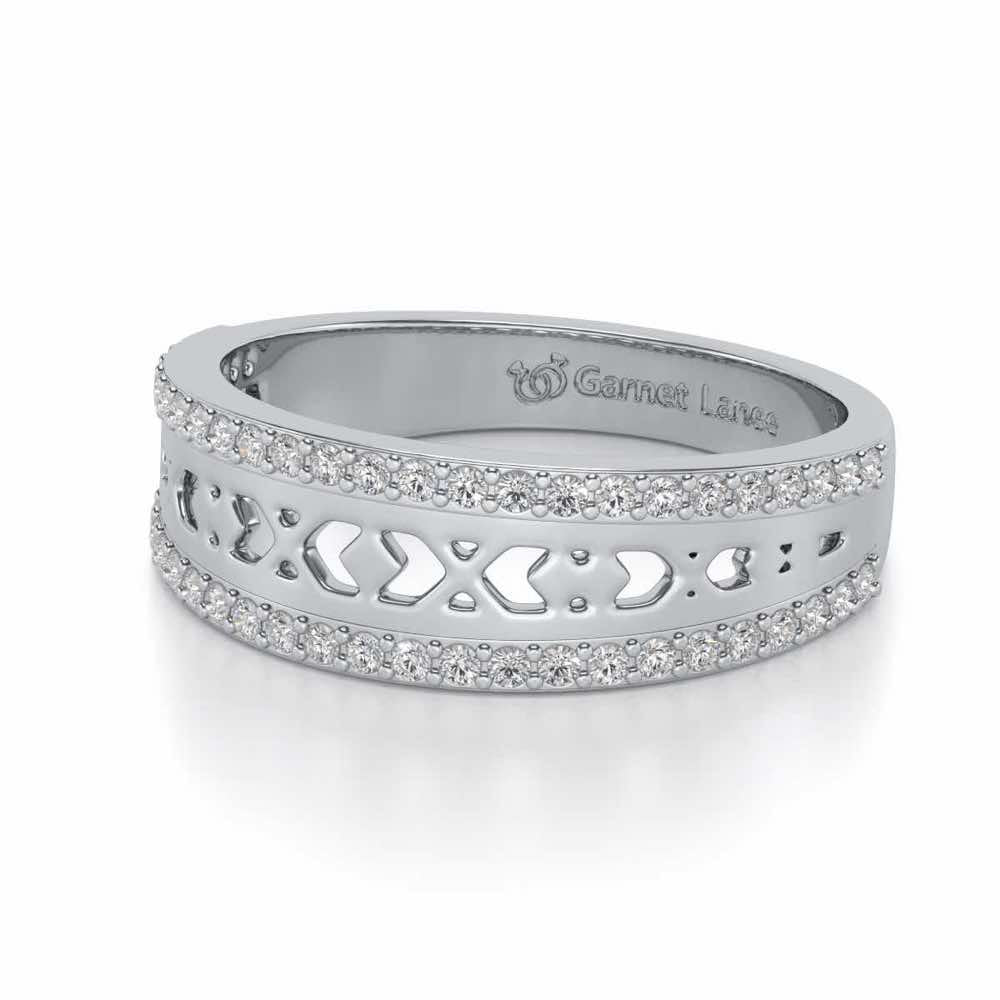 Cross Glam Silver Band Ring - White Gold - Image 2