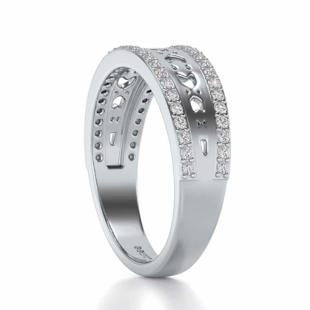 Cross Glam Silver Band Ring - White Gold - Image 3