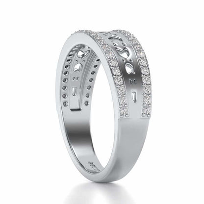 Cross Glam Silver Band Ring - White Gold - Image 3