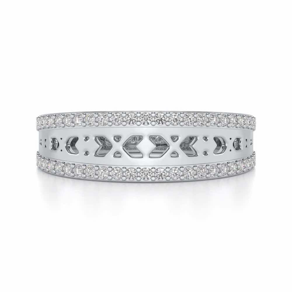Cross Glam Silver Band Ring - White Gold - Image 4