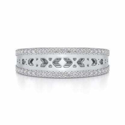 Cross Glam Silver Band Ring - White Gold - Image 4