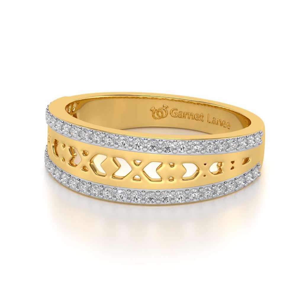 Cross Glam Silver Band Ring - Yellow Gold - Image 2