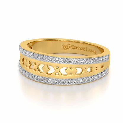 Cross Glam Silver Band Ring - Yellow Gold - Image 2