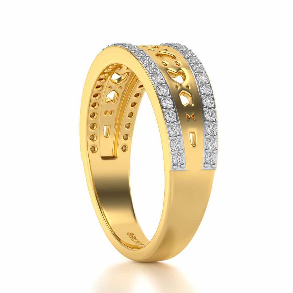 Cross Glam Silver Band Ring - Yellow Gold - Image 3