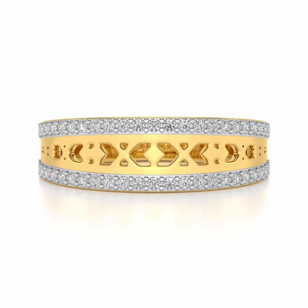 Cross Glam Silver Band Ring - Yellow Gold - Image 4