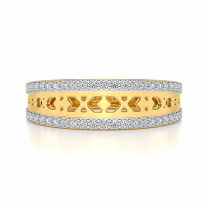 Cross Glam Silver Band Ring - Yellow Gold - Image 4