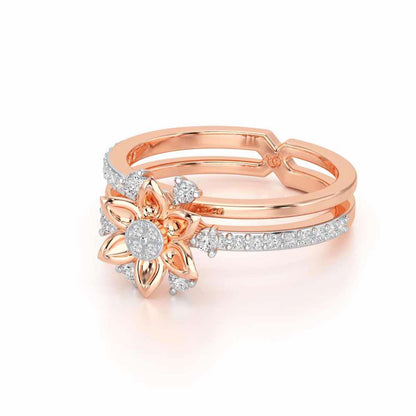 Cross Lattice Silver Ring - Rose Gold - Image 2