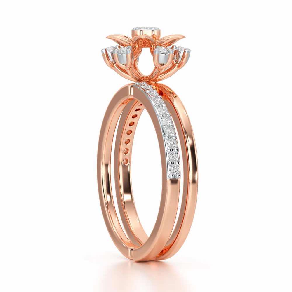 Cross Lattice Silver Ring - Rose Gold - Image 3