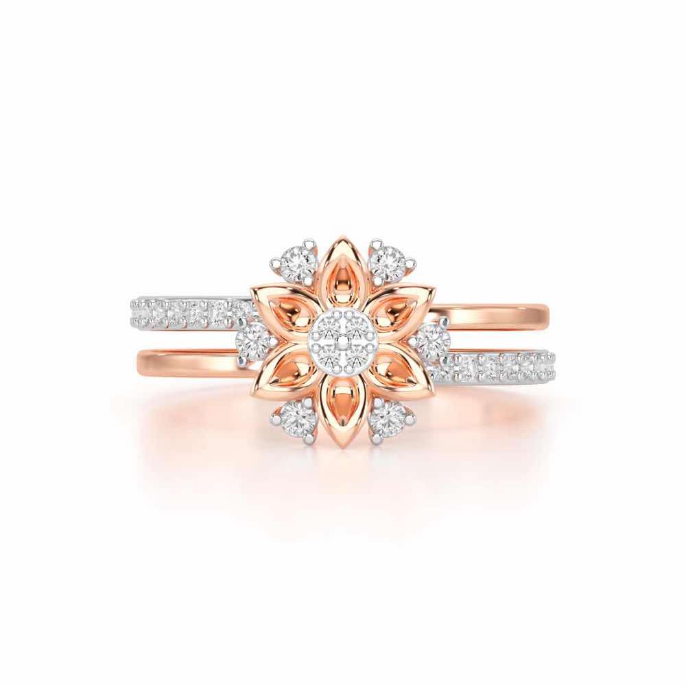 Cross Lattice Silver Ring - Rose Gold - Image 4