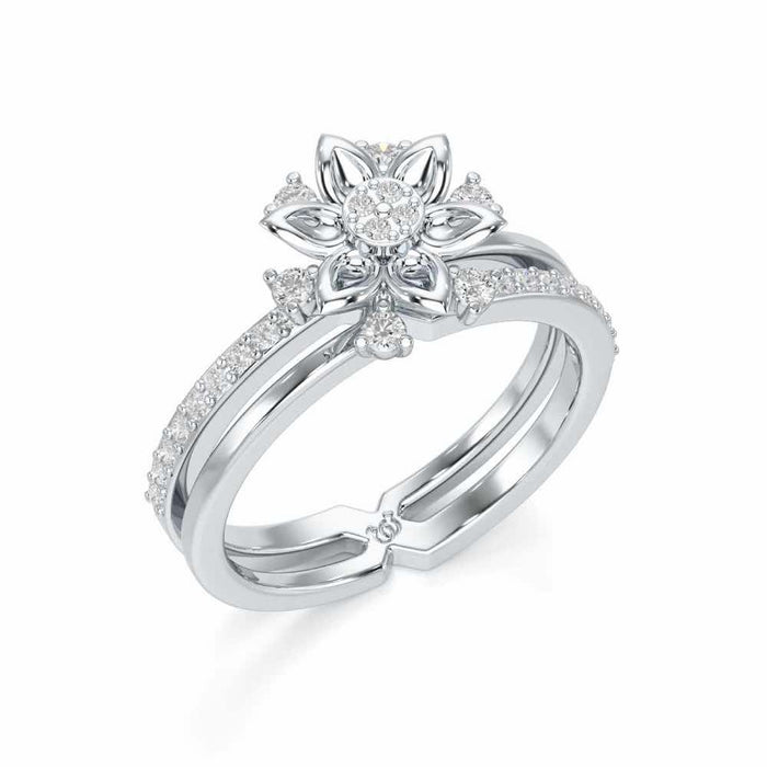 Cross Lattice Silver Ring - White Gold - Image 1