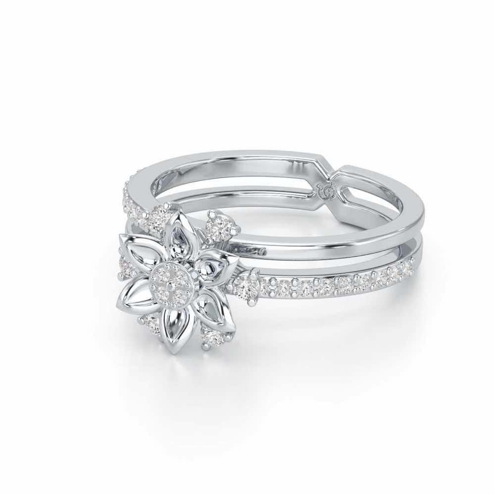 Cross Lattice Silver Ring - White Gold - Image 2