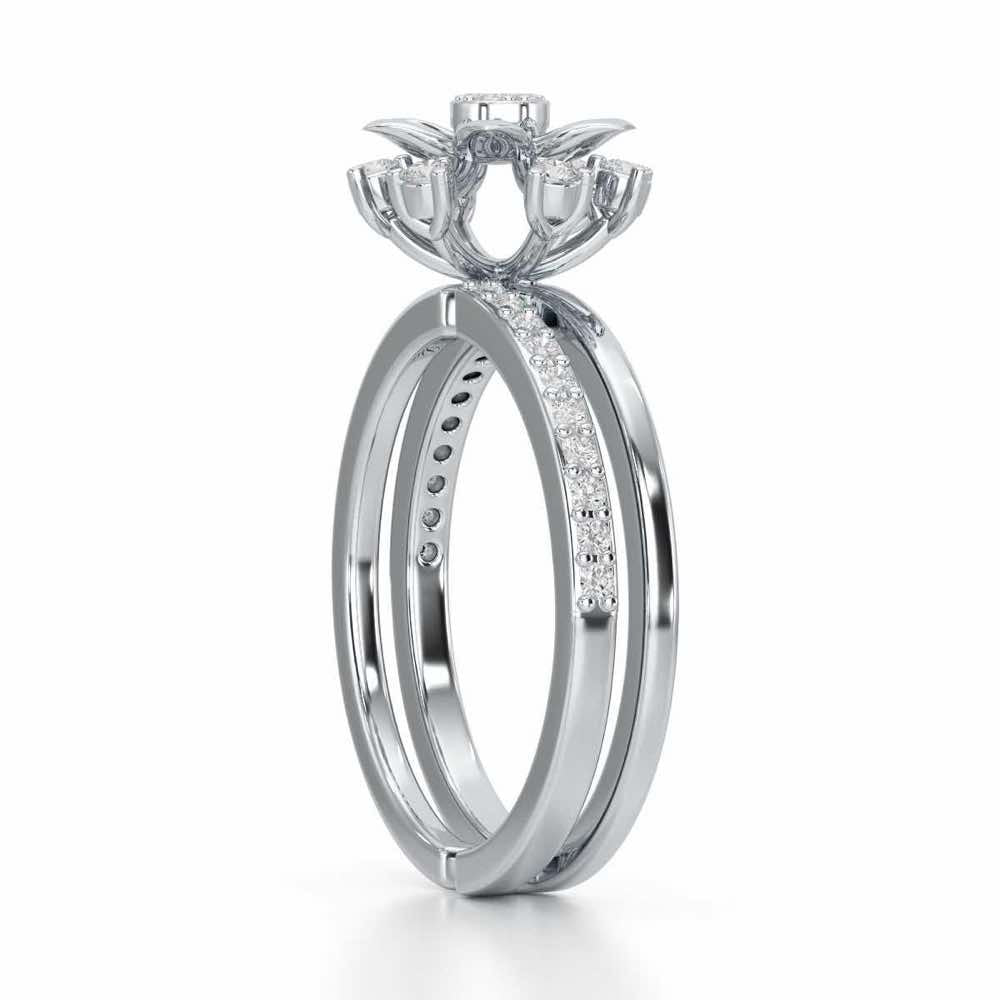 Cross Lattice Silver Ring - White Gold - Image 3