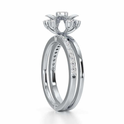 Cross Lattice Silver Ring - White Gold - Image 3