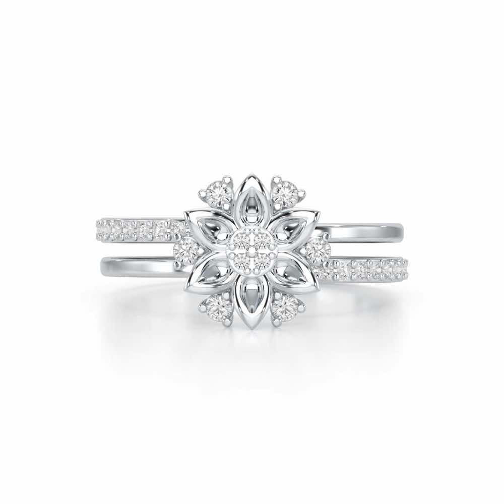 Cross Lattice Silver Ring - White Gold - Image 4
