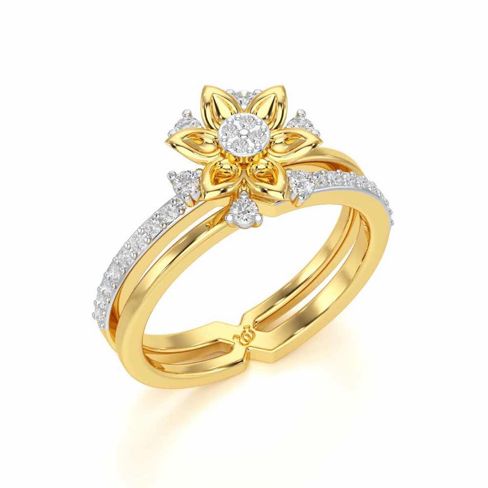 Cross Lattice Silver Ring - Yellow Gold - Image 1