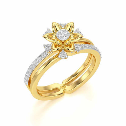 Cross Lattice Silver Ring - Yellow Gold - Image 1