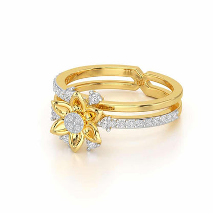 Cross Lattice Silver Ring - Yellow Gold - Image 2