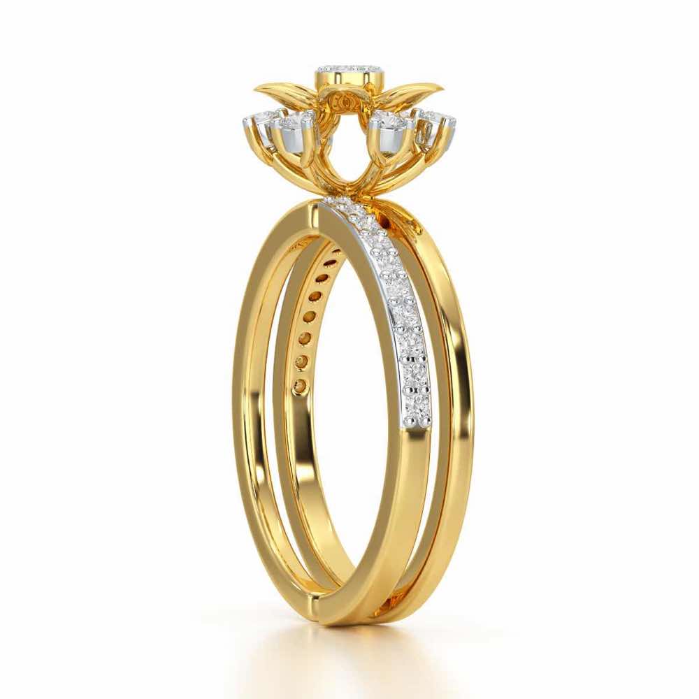 Cross Lattice Silver Ring - Yellow Gold - Image 3