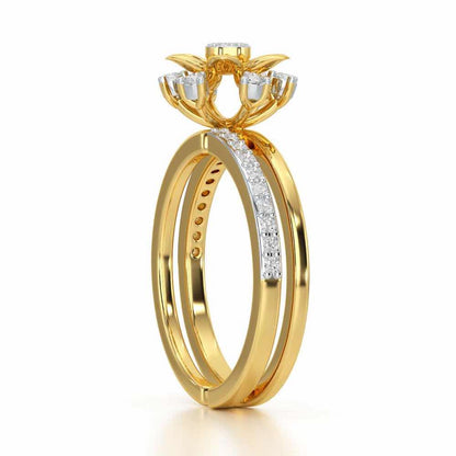 Cross Lattice Silver Ring - Yellow Gold - Image 3