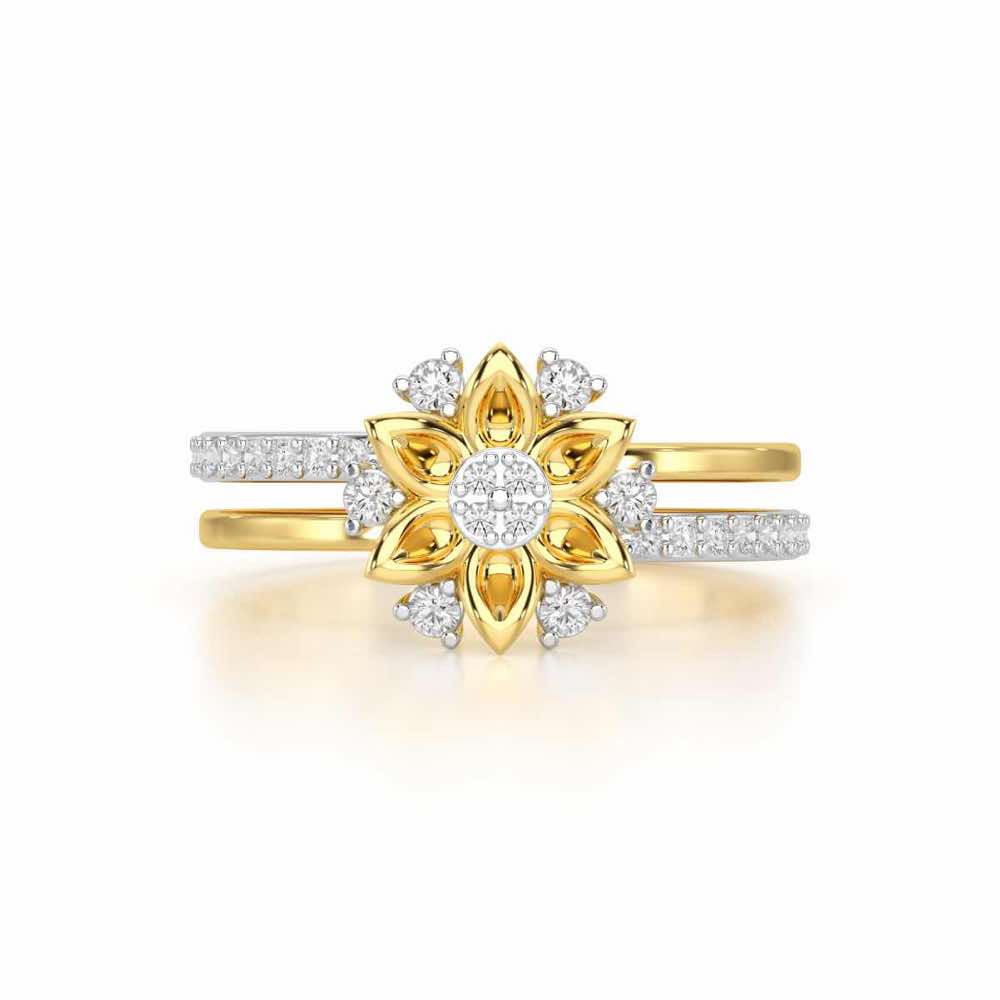 Cross Lattice Silver Ring - Yellow Gold - Image 4