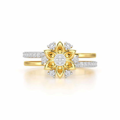 Cross Lattice Silver Ring - Yellow Gold - Image 4