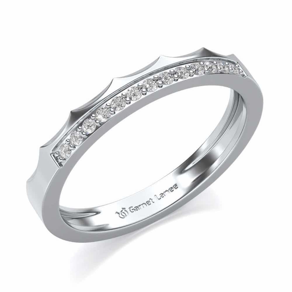 Crowned Silver Band Ring - White Gold - Image 1