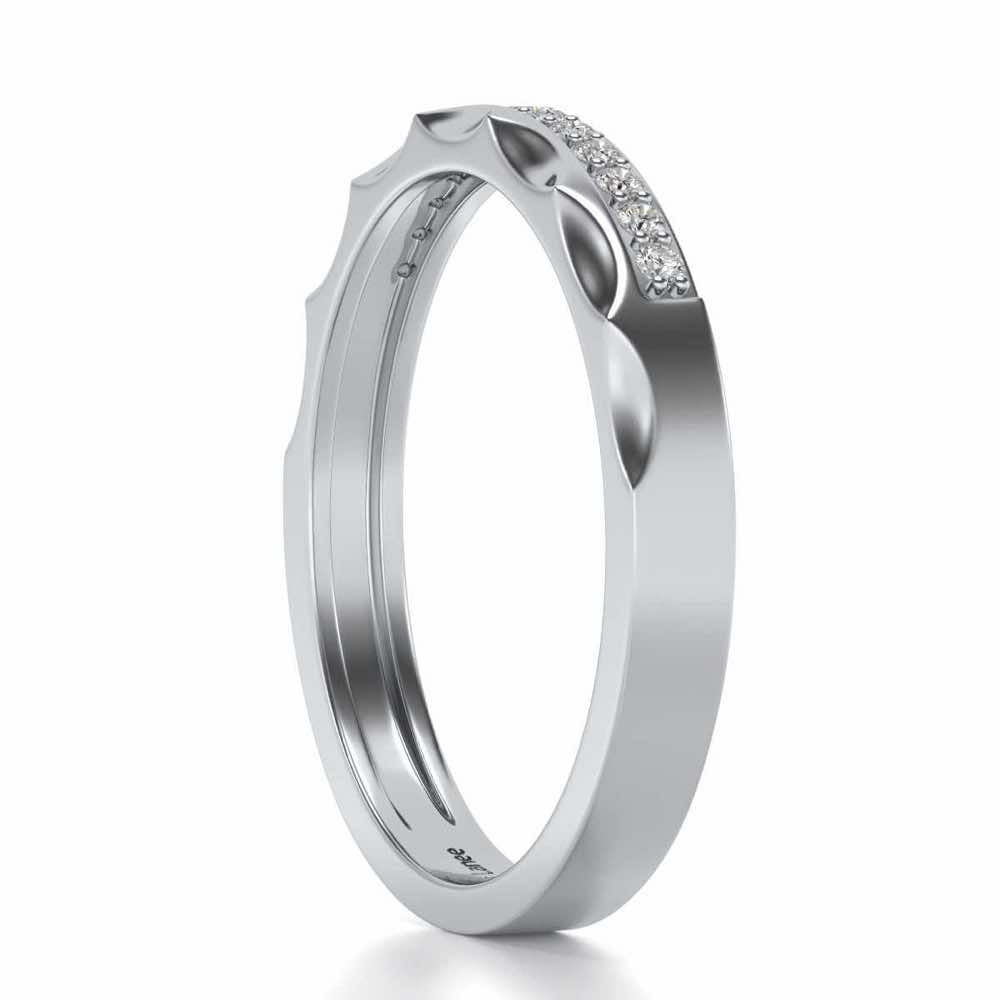 Crowned Silver Band Ring - White Gold - Image 3