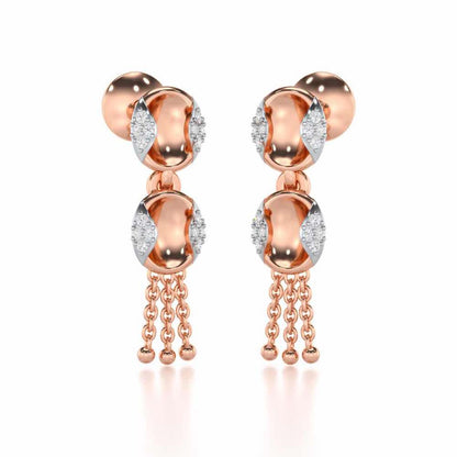Crowned Grace Silver Earrings - Rose Gold - Image 2