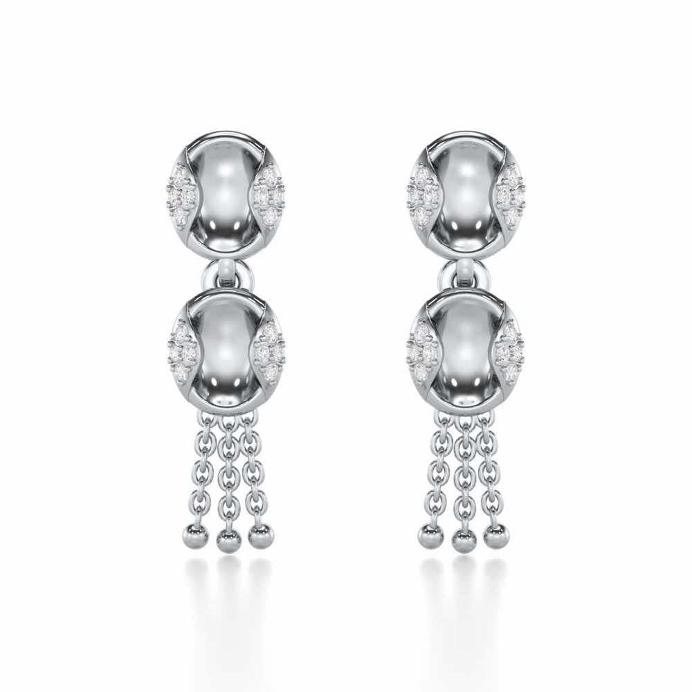 Crowned Grace Silver Earrings - White Gold - Image 1