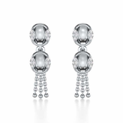 Crowned Grace Silver Earrings - White Gold - Image 1