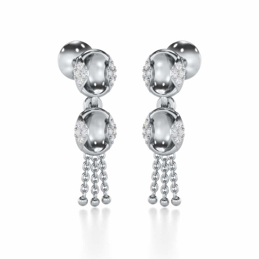 Crowned Grace Silver Earrings - White Gold - Image 2