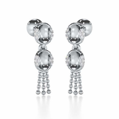 Crowned Grace Silver Earrings - White Gold - Image 2