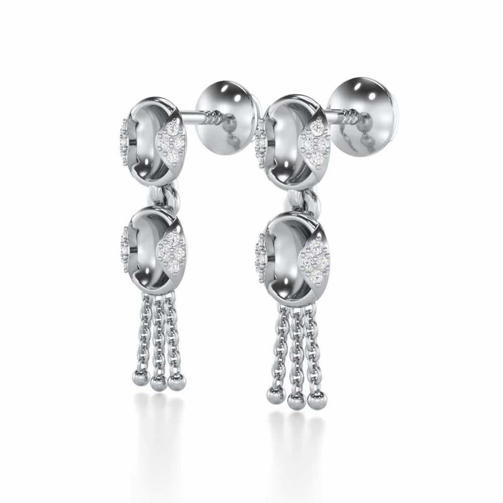 Crowned Grace Silver Earrings - White Gold - Image 3