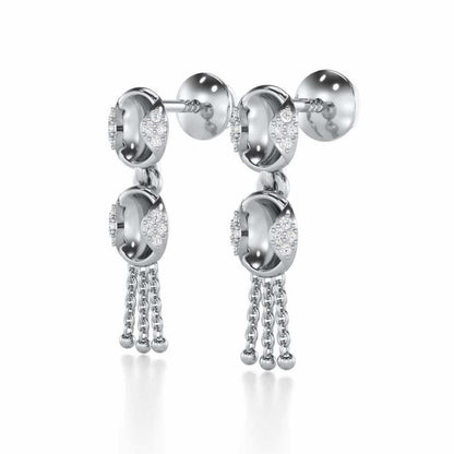 Crowned Grace Silver Earrings - White Gold - Image 3