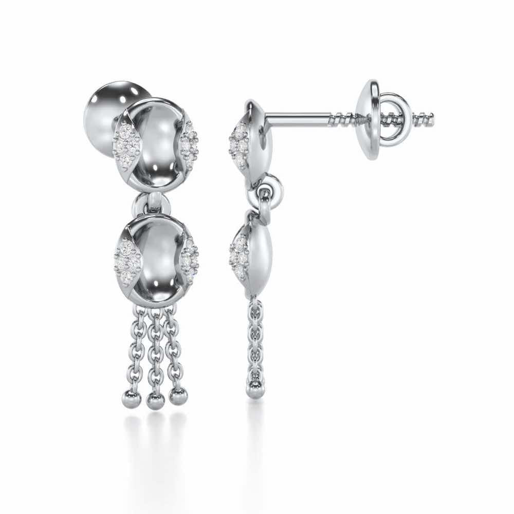 Crowned Grace Silver Earrings - White Gold - Image 4
