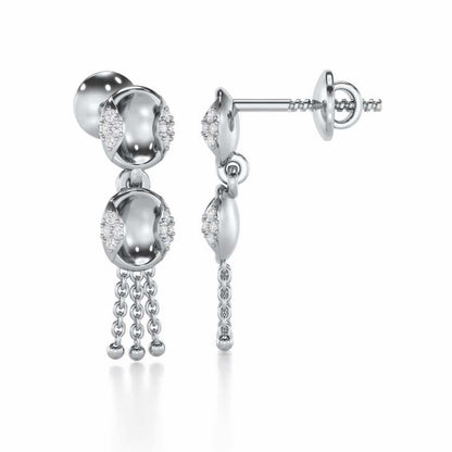 Crowned Grace Silver Earrings - White Gold - Image 4