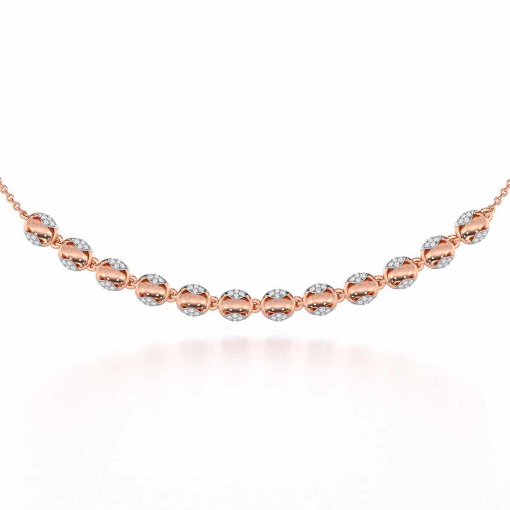 Crowned Grace Silver Necklace - Rose Gold - Image 1