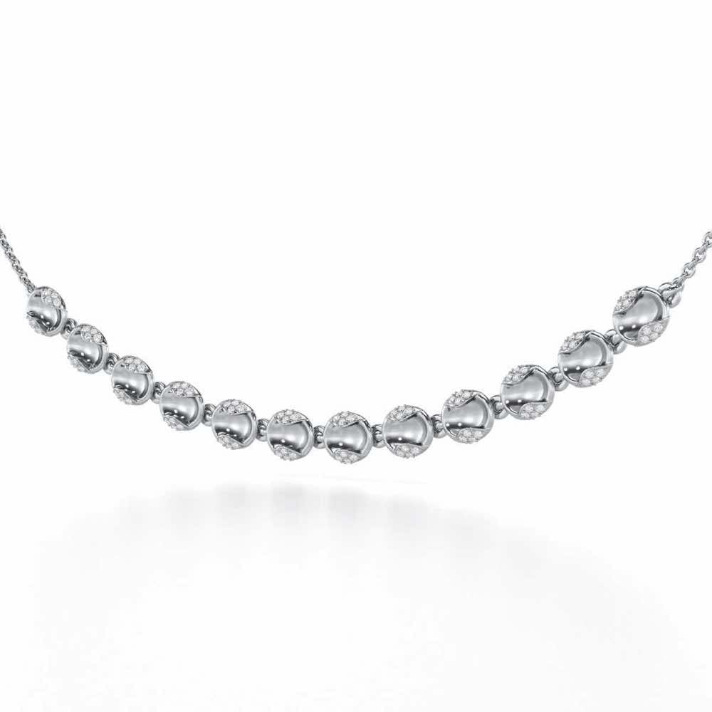 Crowned Grace Silver Necklace - White Gold - Image 3