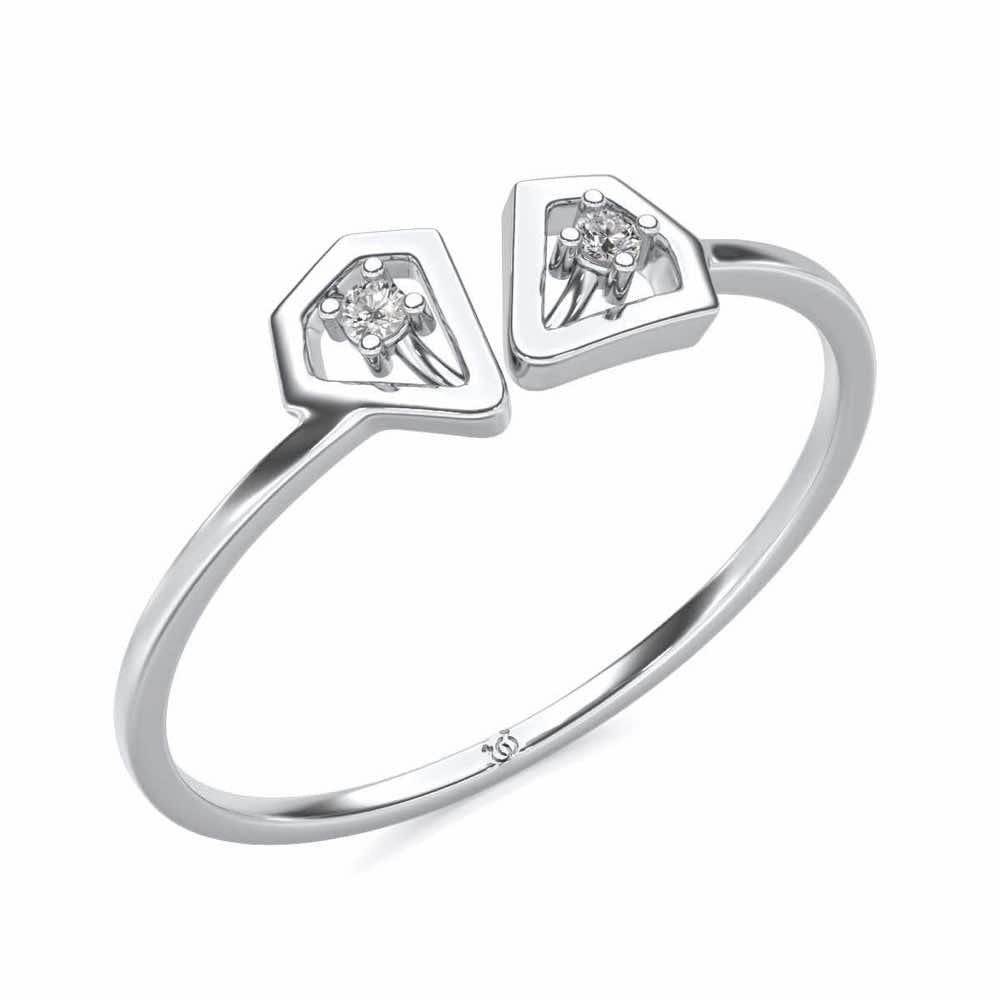 Crystal Silver Ring - White Gold - Image 1