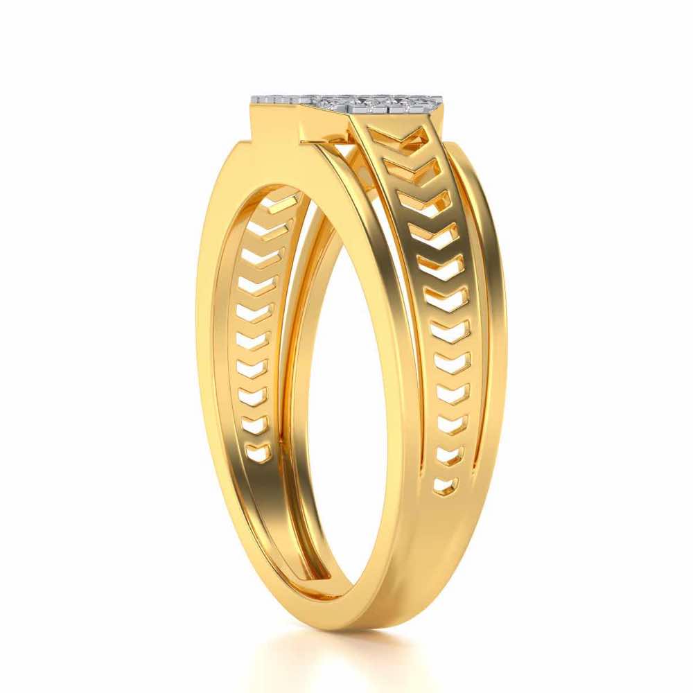 Cue Pack Silver Ring For Men - Yellow Gold - Image 3