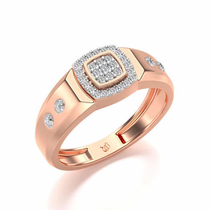 Cued Square Silver Ring For Men - Rose Gold - Image 1