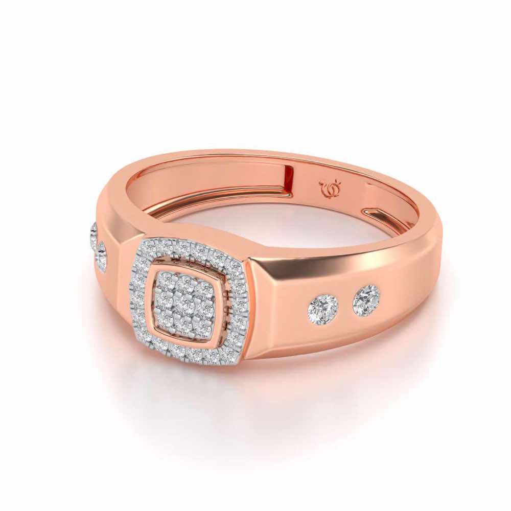 Cued Square Silver Ring For Men - Rose Gold - Image 2