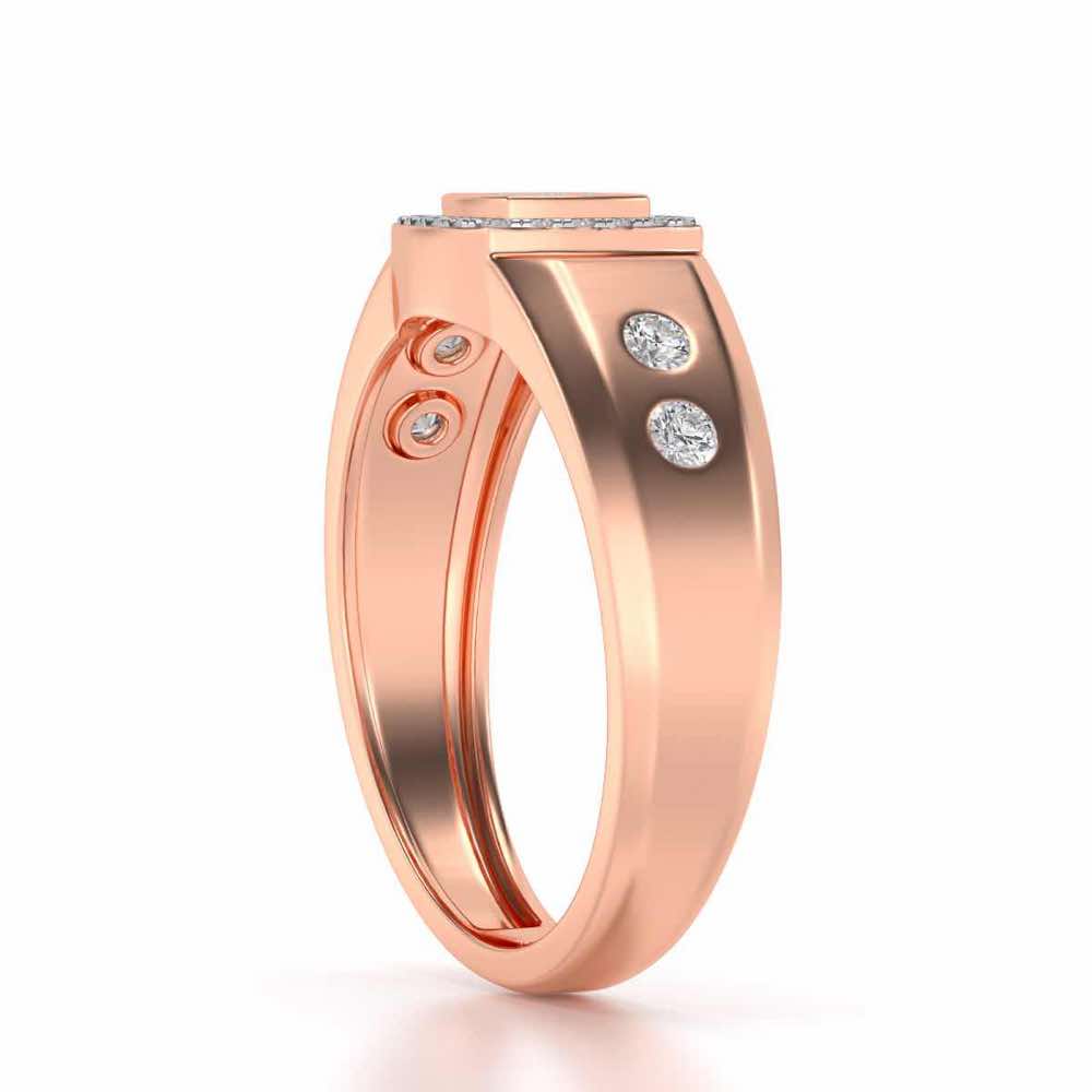 Cued Square Silver Ring For Men - Rose Gold - Image 3