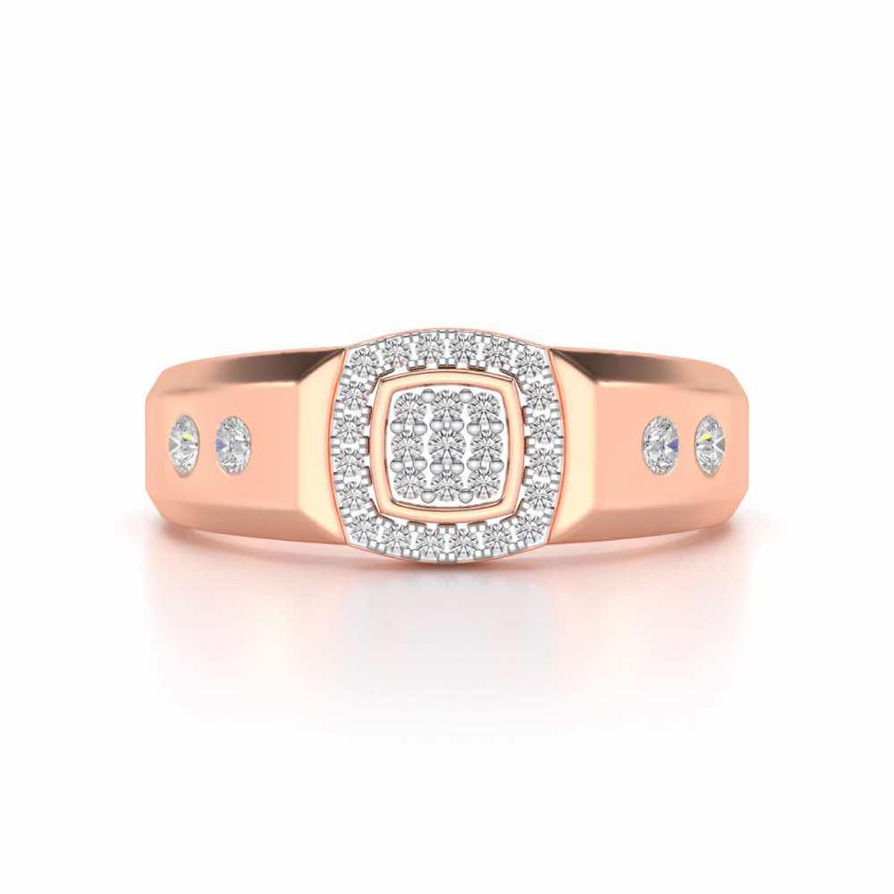 Cued Square Silver Ring For Men - Rose Gold - Image 4