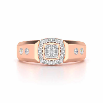 Cued Square Silver Ring For Men - Rose Gold - Image 4