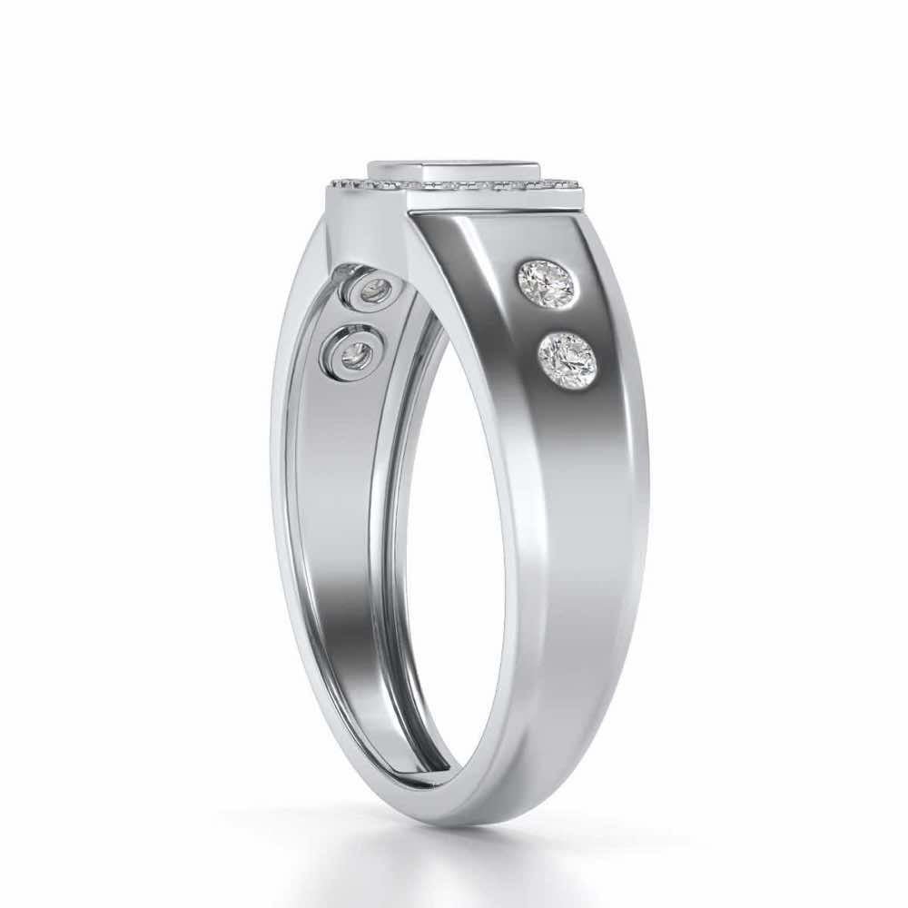 Cued Square Silver Ring For Men - White Gold - Image 3