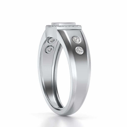 Cued Square Silver Ring For Men - White Gold - Image 3
